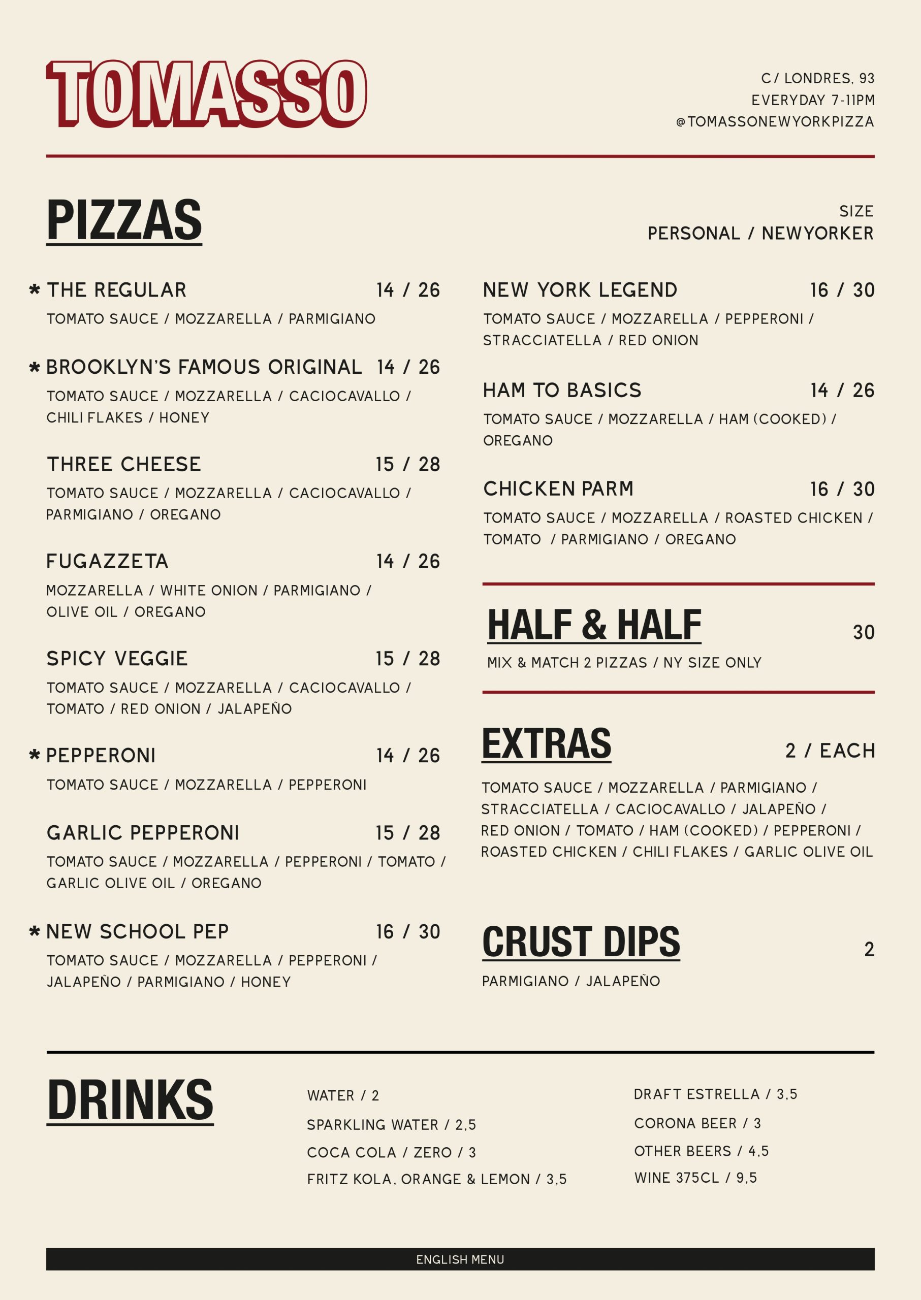 English Menu