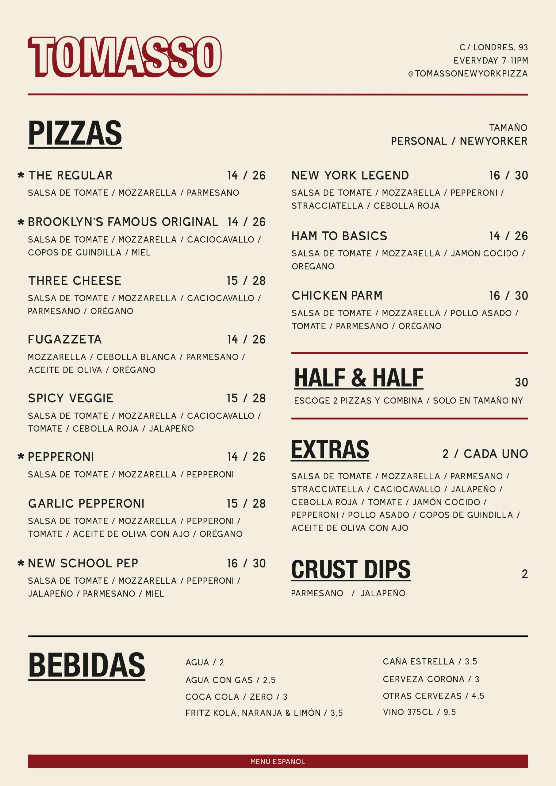 Spanish Menu